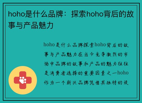 hoho是什么品牌：探索hoho背后的故事与产品魅力